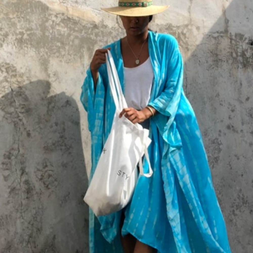 Ibiza Kimono Bikini Cover Up Blue Tiger Sequins - Picture 2 of 2